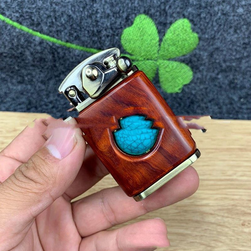 Zorro Kerosene Rotating Bead Rocker Lighter Small Leaf Red Sandalwood