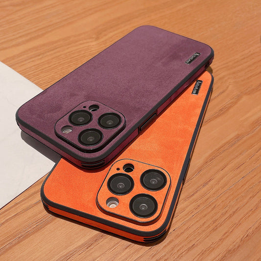 Suede Phone Case With Business Lens Film For Anti Drop Protection