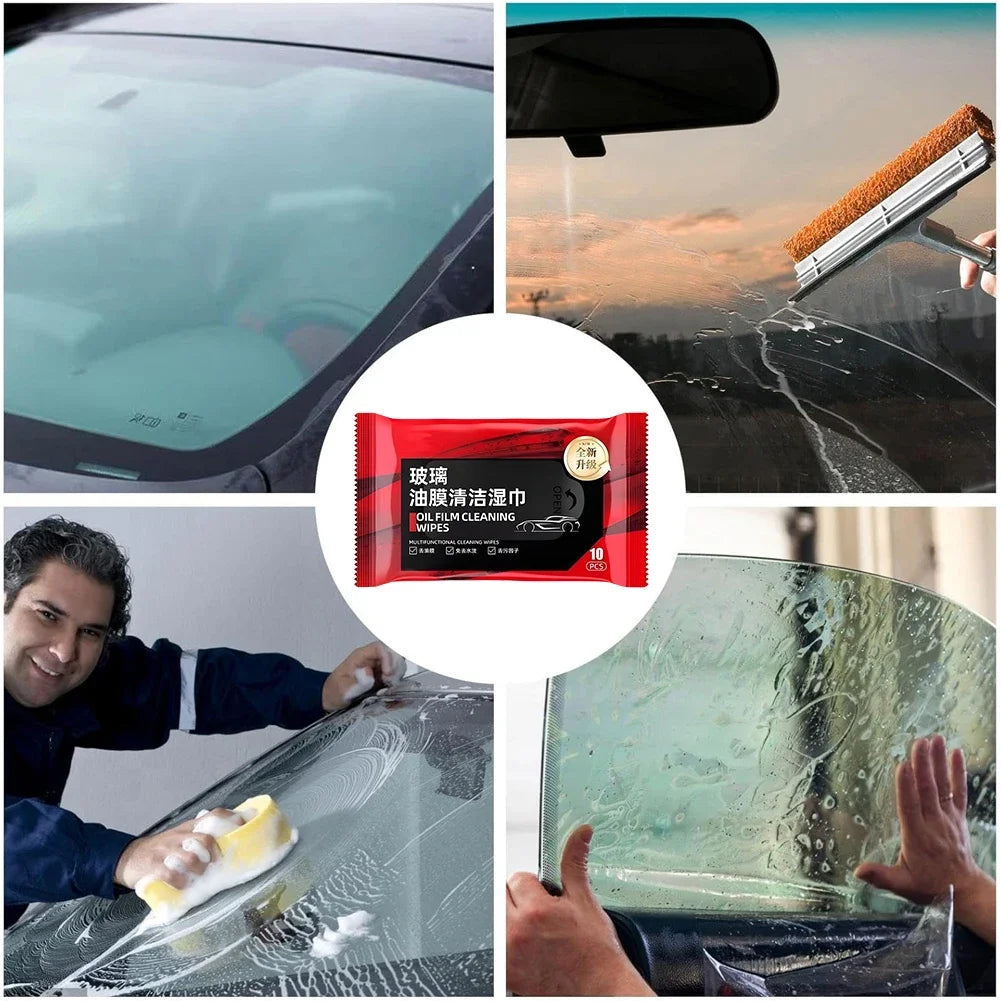 5-1Packs Car Oil Film Cleaning Wipes Auto Windshields Cleaner Wipes Oil Film Remover Wet Wipes Powerful Dirt & Oil Stain Removal