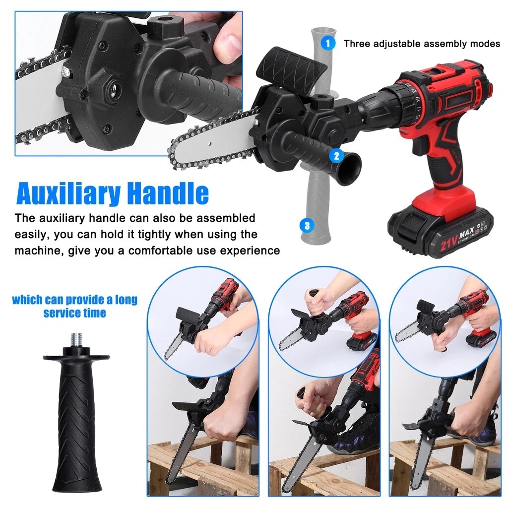 4/6 Inch Electric Drill Modified To Electric Chainsaw Adapter Tool Portable Conversion Head Kits Woodworking Pruning