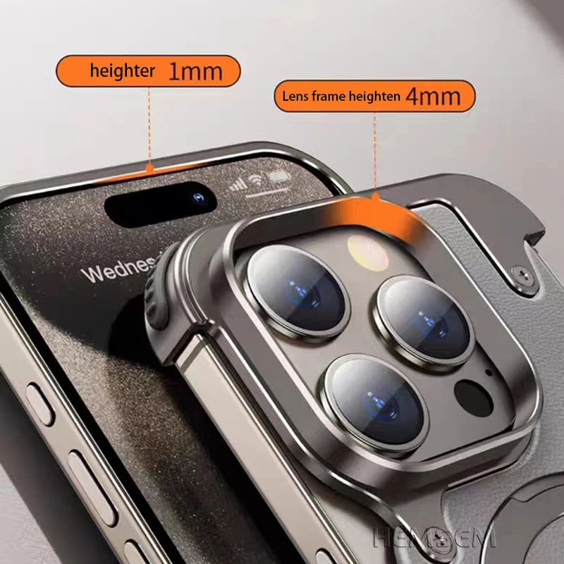 Light Weight Metal Bumper Magsafe Case Finger Ring Holder cowhide Backboard for iPhone 13 14 15 Pro Max Shockproof Phone Cover