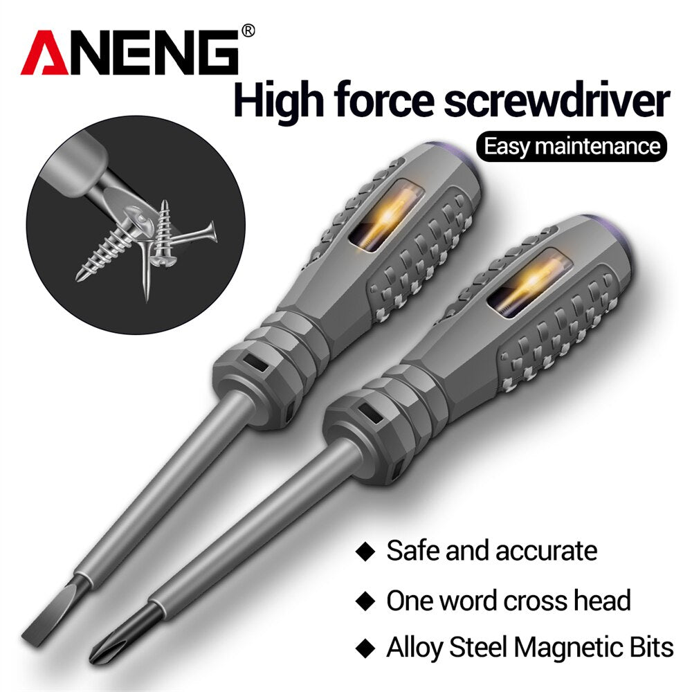 ANENG B04 Slotted/Phillips Screwdriver Neon Bulb Indicator Detector Non-Contact Insulated Electrician Pocket Tester Pen Tools