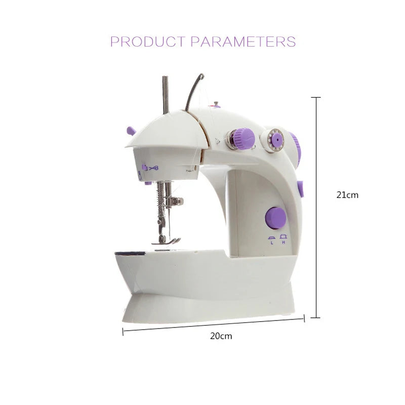 Sewing Machine Mini Portable Household Night Light Foot Pedal Straight Line Hand Table Two Thread Kit Electric DIY Clothes