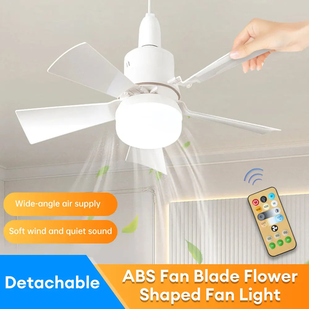 E27 Remote Control Large Size Fan Lamp with LED Lights Dimmable Mount Light Ceiling Fans for Bedroom Living Room Decoration
