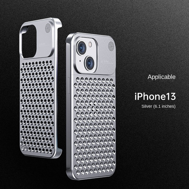 Aluminum Alloy Mobile Phone Case Hollow Heat Dissipation Anti-fall Suitable For Apple 13 13pro 13promax 14 14pro 14promax