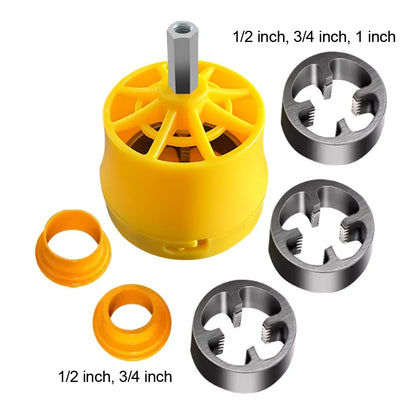 PVC Pipe Threader Kit With 1/2Inch 3/4 Inch 1 Inch Dies Pipe Threader Pipe Round Die With Buckle Suitable For PVC Plastic Pipes