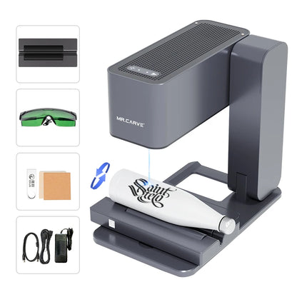 MR.CARVE C1 Laser Engraver Portable Laser Engraving Machine for Mobile APP Windows Mac Engrave leaves wood Plastic Painted Metal