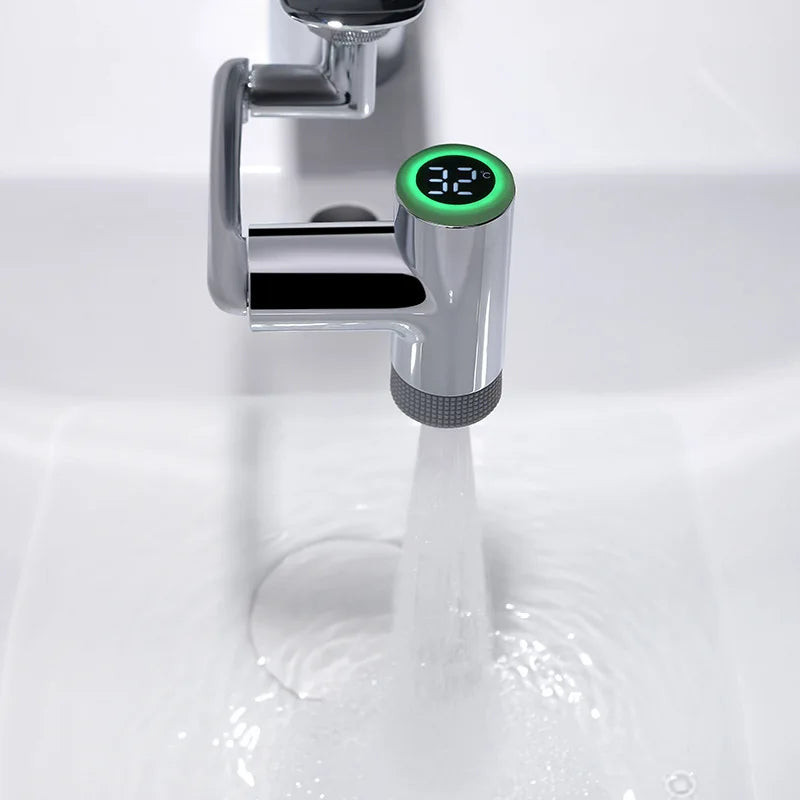 Temperature sensing digital display universal faucet water outlet extension spout rotatable bubbler splash-proof household