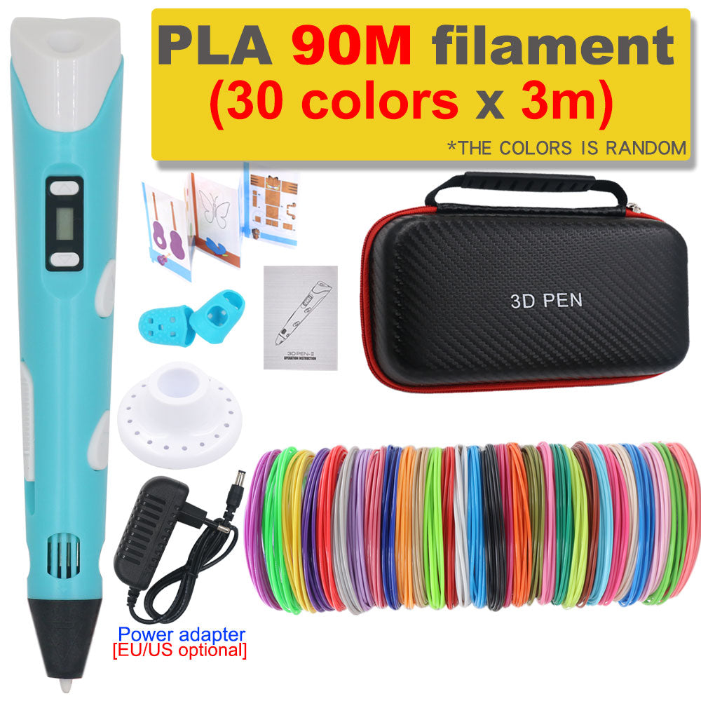 3D Pen 3D Printing Pen DIY Drawing Pen 200M PLA Filament Kids Birthday Kids Christmas Gift with Power Adapter Travel Storage Box