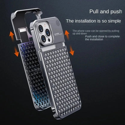 Metal Heat Dissipation Phone Case For iPhone 13 12 14 15 Pro Max Plus Cooling Fragrance Rimless Hollow Aluminum Shockproof Cover