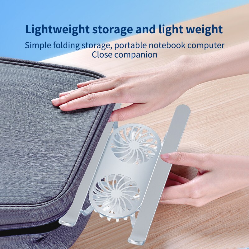 Laptop Cooler 2 Fan Foldable Aluminum Laptop Cooling Pad Notebook Stand Bracket Holder For Macbook Air Pro iPad