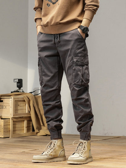2023 New Multi-Pockets Spring Summer Cargo Pants Men Streetwear Zipper Leg Skinny Work Joggers Cotton Casual Tactical Trousers