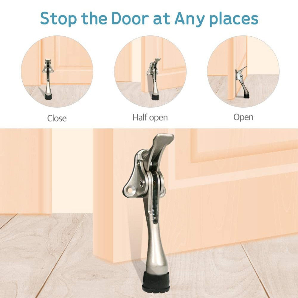 TFAAI Adjustable Pedals Door Stopper Heavy Duty Mute Zinc Alloy Door Stops with Non-Slip Rubber Tip Hidden Wall Protector Hardwa