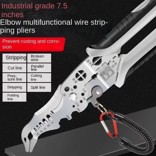 Multifunctional Wire Strippers Portable Elbow Cutting Crimping Splitting Wire Stripper Tool Wire Pliers