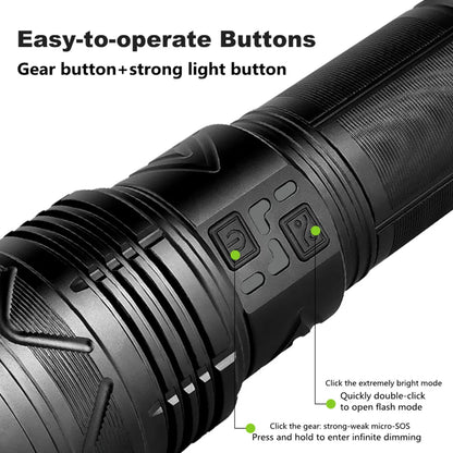 Powerful 100W LED Flashlight USB Rechargeable Zoomable lamp Torch With Built in battery 10000Mah Emergency lantern Outdoor