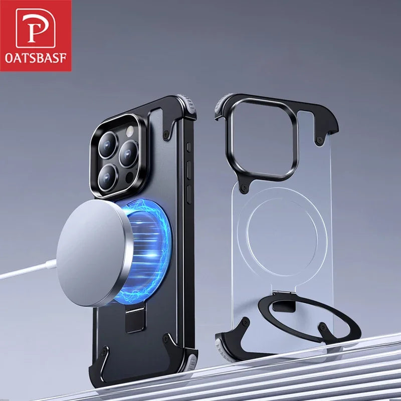 Oatsbasf Phone Case with Finger Ring Holder Anti-Collision Light Weight Phone Cover Metal Bumper for iPhone 15/plus/pro/ pro max