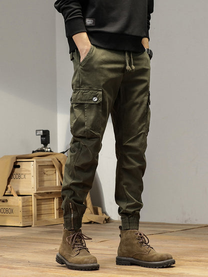 2023 New Multi-Pockets Spring Summer Cargo Pants Men Streetwear Zipper Leg Skinny Work Joggers Cotton Casual Tactical Trousers