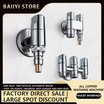 Brass thickened triangular valve washbasin hot and cold faucet water heater inlet valve toilet four-point wall stop valve