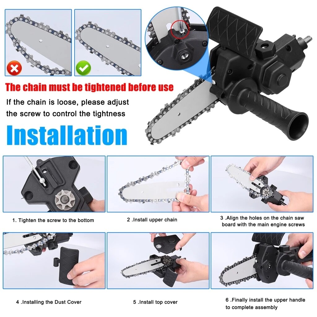 4/6 Inch Electric Drill Modified To Electric Chainsaw Adapter Tool Portable Conversion Head Kits Woodworking Pruning