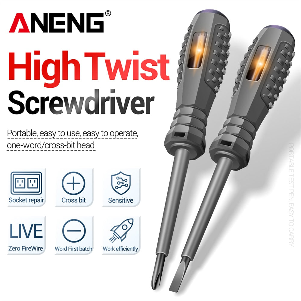 ANENG B04 Slotted/Phillips Screwdriver Neon Bulb Indicator Detector Non-Contact Insulated Electrician Pocket Tester Pen Tools