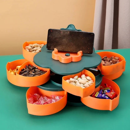 1/2/3 Tier Rotatable Dried Fruit Storage Box with Lid Sealing Multifunction Container Supplies for Nut Melon Dessert B03E