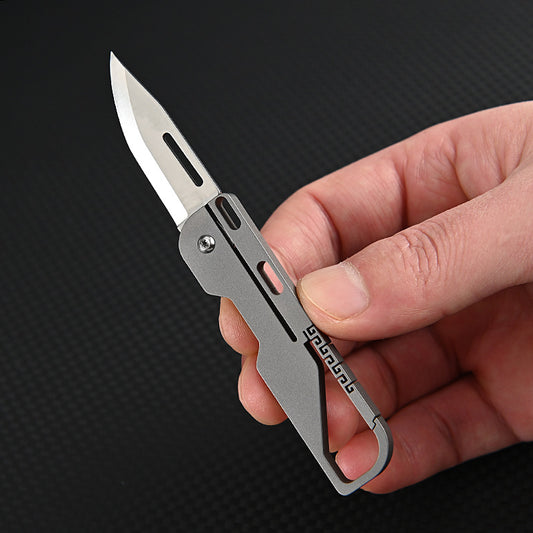 Multifunctional Titanium Alloy Keychain Mini Knife High Hardness D2 Steel Folding