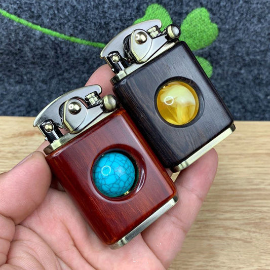 Zorro Kerosene Rotating Bead Rocker Lighter Small Leaf Red Sandalwood