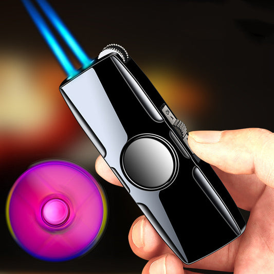 Dual Flush Fashion Windproof Spinning Top Lighter