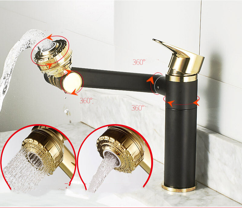 Single Hole Hot And Cold Water Faucet Universal Swivel Basin Faucet