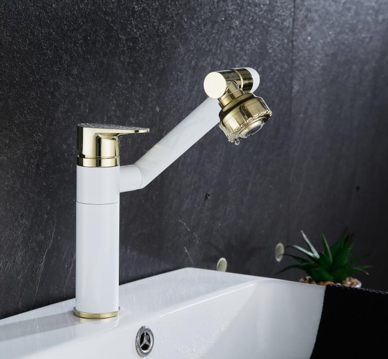 Single Hole Hot And Cold Water Faucet Universal Swivel Basin Faucet