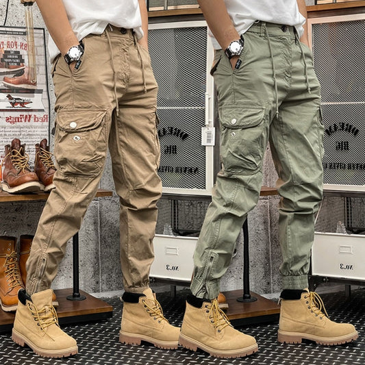 Skinny Cargo Pants Autumn Men Slim Fit Jogger Pants Elastic Waist Outdoor Tactical Pants Men Trousers With Multi pockets