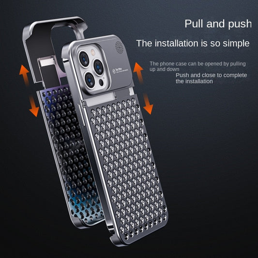 Aluminum Alloy Mobile Phone Case Hollow Heat Dissipation Anti-fall Suitable For Apple 13 13pro 13promax 14 14pro 14promax