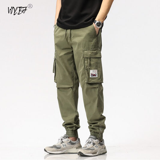 Summer Camping Hiking Men's Multi-Pocket Overalls Sports Trousers Mens Casual Fitness Drawstring Pants Men's Jogger Track Pants